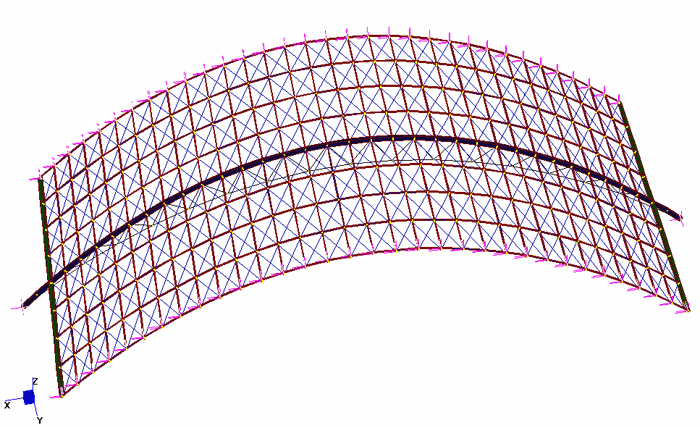 Fig. 5: Modello 3D in Straus7 della struttura.